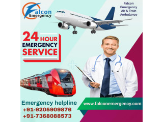 At Affordable Fare Pick Falcon Train Ambulance Services in Kolkata with Medical Care